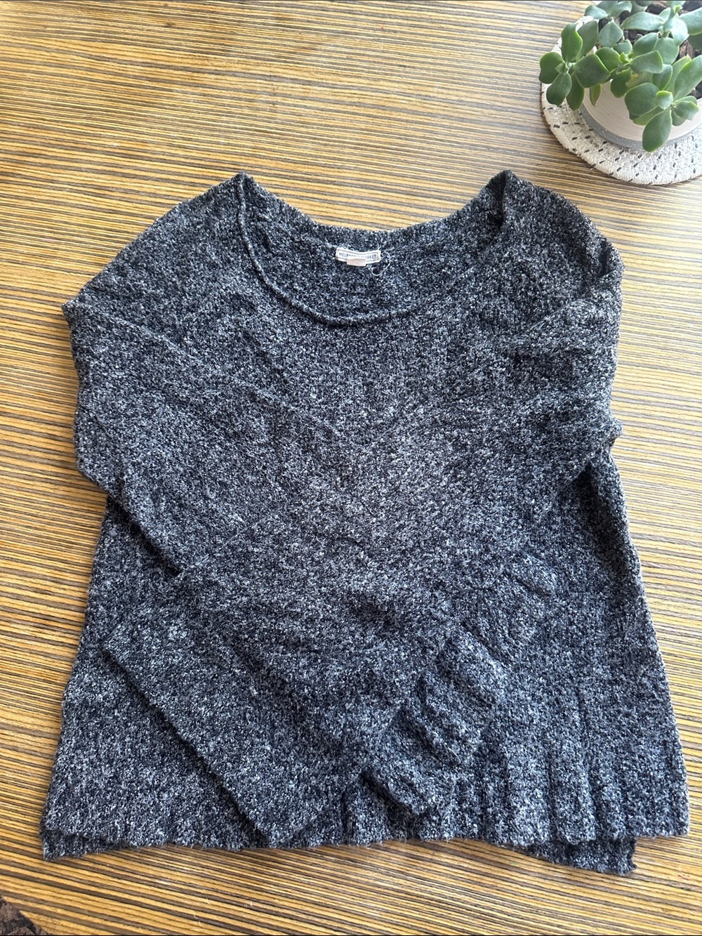 Melrose and Market Charcoal Bouclé Knit bell sleeve Sweater